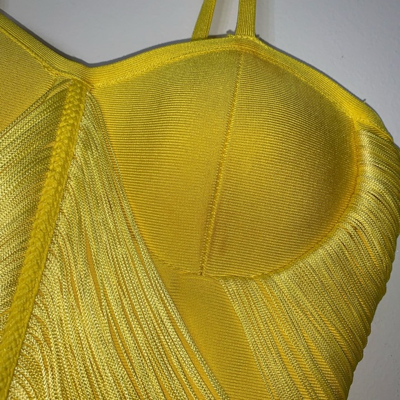 Yellow Fringe Bandage Dress - Picture 8 of 8
